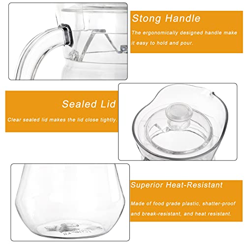 SOUJOY 2 Pack Plastic Pitcher, 2L Clear Iced Water Jug with Lid and Handle, Heat Resistant BPA-Free Tea Pitcher for Lemonade, Juice, Milk, Cold or Hot Beverage - Image 4
