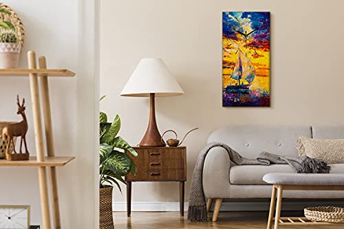 Horloge sur Toile Sans Bruit Tableau Bateau Moderne Cadran Silencieux