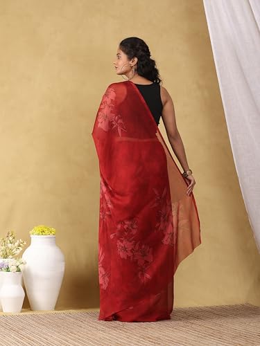 Image of Garden Vareli Floral Print Chiffon Saree