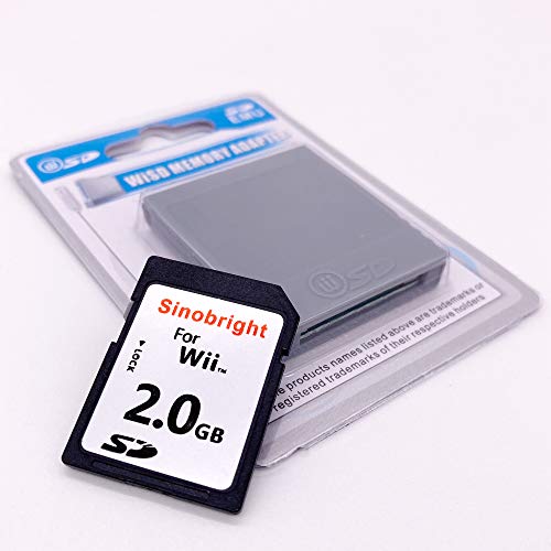 Sinobright SD Card 2GB Wii Standard SD 2G Memory Cards with Card Adapter Reader Converter for Nintendo Wii NGC Gamecube Console