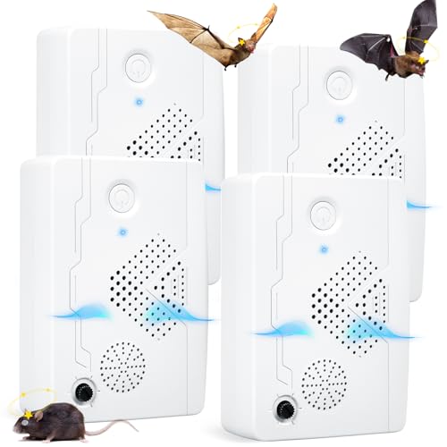Répulsif ultrason chauve-souris réglable intérieur extérieur pour grenier porche - Lot de 4