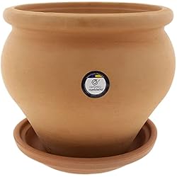 Macetas De Barro Originales CERÁMICA RAMBLEÑA | Maceta Grande | Maceta Original | Maceta Exterior | Coco Suelo Terracota - Modelo 03 | Plato Incluido | 23x23x20 cm
