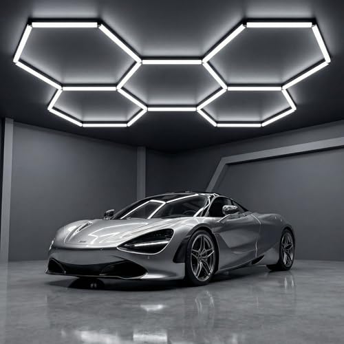 Hexagon Garage Lights 144W 17280LM - 24 Pack Super Bright LED Honeycomb Ceiling Lights for Garage Workshop Gym Car Detailing Barber & Auto Shops