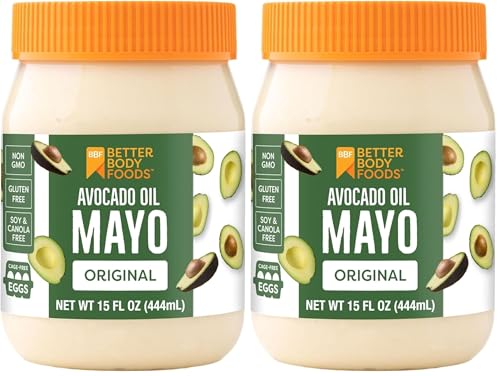 BetterBody Foods Avocado Oil Mayonnaise, Non-GMO Mayo Spread Made with Cage-Free Eggs, Paleo (15 Ounces) (Pack of 2)