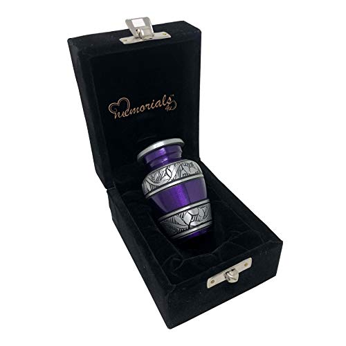 MEMORIALS 4U Mulberry with Silver Band Cremation Urn for Human Ashes - Handcrafted Urn - Affordable Urn for Ashes (Keepsake)