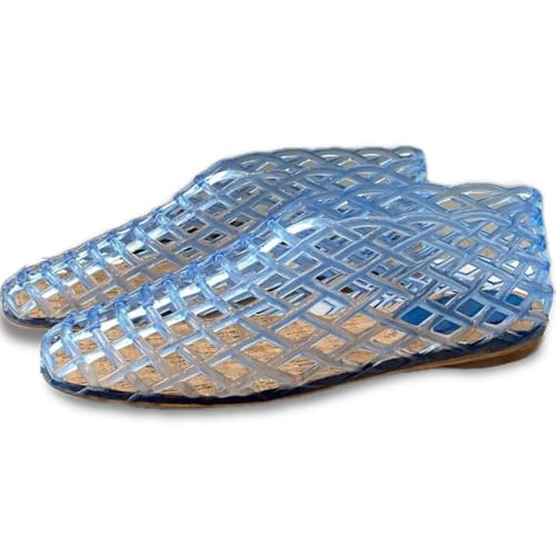 Image of Jelly Mesh Ballet Flats for Women Clear Hollow Jelly Shoes Sandals Round Toe Non-Slip Beach Ballerina Jellies Flats Shoes