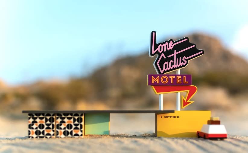 CANDYCAR® Wooden Diecast Collection - Lone Cactus Motel, Premium Handcrafted Beech Wood Toy
