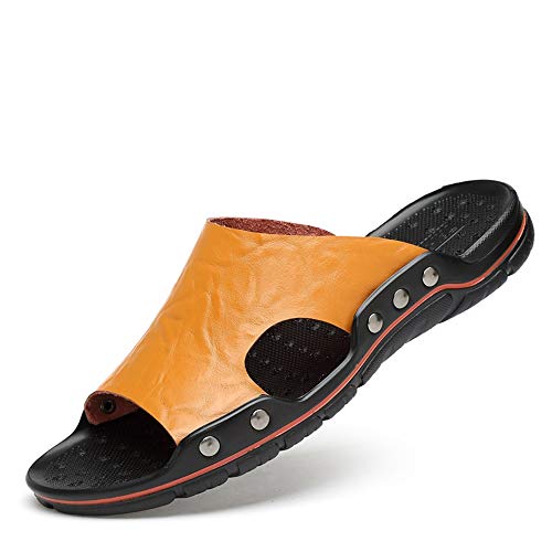 Mens Slide Sandals Fixed Strap Open Toe For Beach Faux Leather Non-slip Casual Slide Sandal2