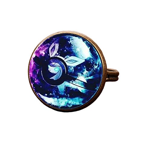 Joyplancraft Pokemon Pokeball Ring Anime Pokemon Go Pikachu Pokemon Glass Dome Ring (Style 10)