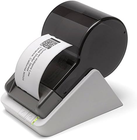 Seiko Smart Label Printer 650SE, side view printing a label