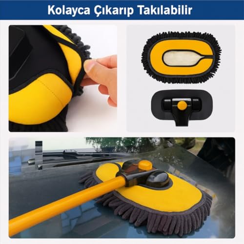 Polham ve LS-426 Uyumlu Yedek Araç Yıkama Mopu, Oto Temizleme Fırçası Yedek Mop, Çizmez, Süper Emici, Kolay Tak-Çıkar