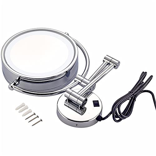 Miroir maquillage mural LED 8,5 pouces double face grossissant 3X de rasage - 8