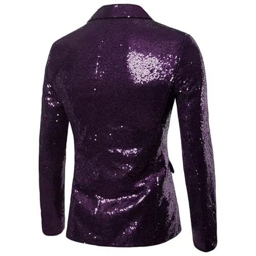 Blazer à paillettes pour hommes brillant avec col châle coupe ajustée de créateur - 7