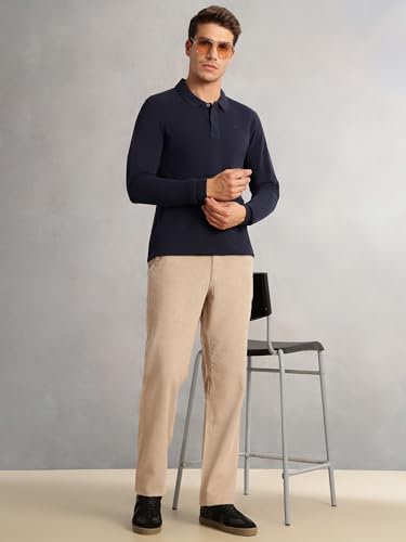 Image of Thomas Scott Men's Regular Fit Mid-Rise Corduroy Trouser | Textured Fabric | 4-Pocket Casual Pants for Men