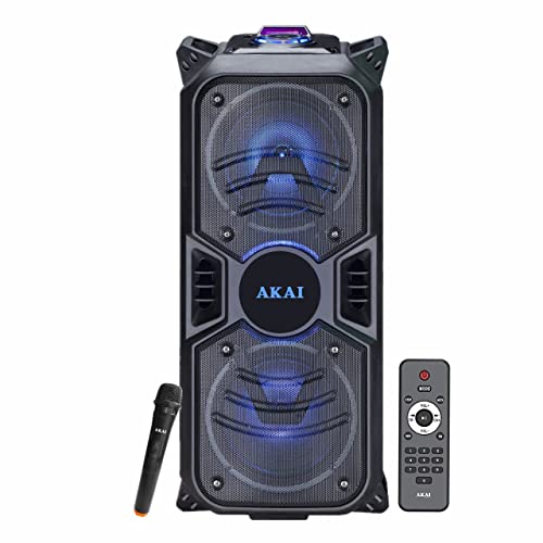 Image of AKAI PartyMate Pro PM-50P | 50W RMS| Karaoke Bluetooth Outdoor Party Speaker with Wireless Mic | 4000mAh Battery Upto 6Hrs Playtime(Black)