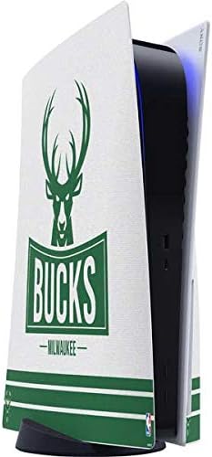 Vista 14 de Skinit Decal Gaming Skin Compatible with PS5 Console - Officially Licensed NBA Milwaukee Bucks Rusted Dark Design