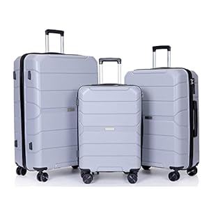 Travelhouse Luggage Sets, Expandable Hardside Suitcases 24in/28in, Carry on 20in,3 Piece Set Travel Luggages Clearance with Double Spinner Wheels TSA Lock Lightweight (Silver-31)