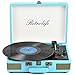 Record Player 3 Speed Bluetooth Portable Suitcase Vinyl Player with Built-in Speakers Turntable Enhanced Audio Sound PU Leather Vintage