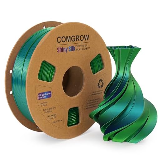 Comgrow Silk PLA 3D Printer Filament, Dual Color 2 in 1 Black and Green, 3D Printing PLA Filament 1.75mm, Dimensional Accuracy +/- 0.02 mm, 1KG Spool, Coextrusion Shiny Silk 3D Filament