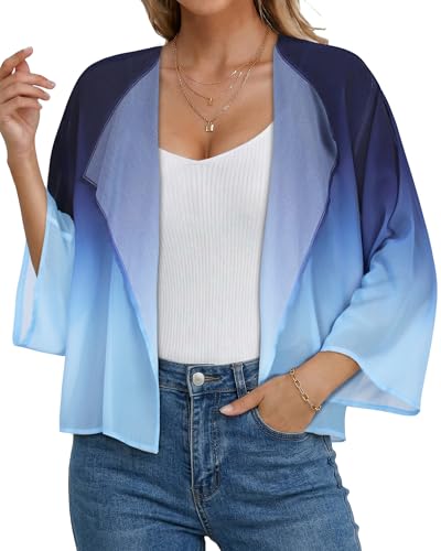 Image of Womens Summer Tops Short Shrugs Kimono Cardigans Casual Chiffon Bolero Jackets 2026