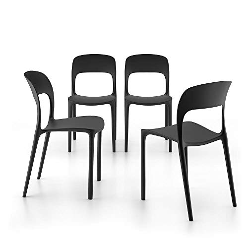 MOBILI FIVER, Lot de 4 Chaises de Salle à Manger Amanda, Noir, 42 x 55 x 83,5 cm Cover
