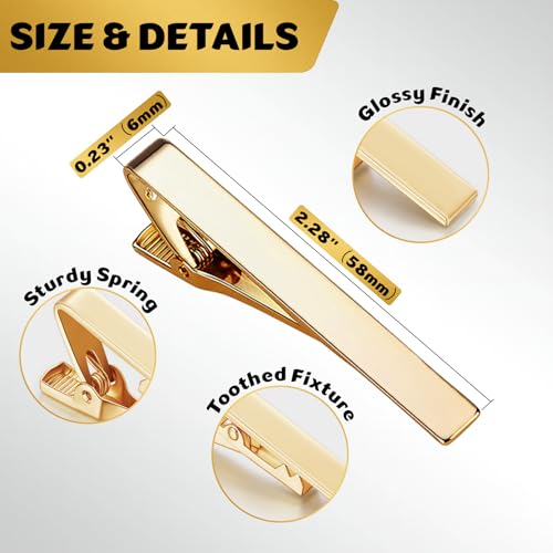 Roctee Tie Clips for Men, 3 Pack Classic Tie Clip Silver Gold Black Necktie Tie Bar Pinch Clips Suitable for Wedding Anniversary Business2