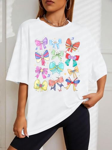 MNLYBABY Magical Princess Bow Shirt Women Oversized Magic Kingdom Princess Shirt Cute Ribbons and Bows Family Holiday Tee Top2