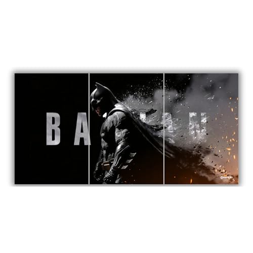 Image of Dark Vigilante Superhero Inspired 3-Split Wall Poster Set | 12x18 Inch Each Panel | 36x18 Inch Combined | Cinematic Shadow Hero Wall Art for Bedroom, Gaming Room & Man Cave