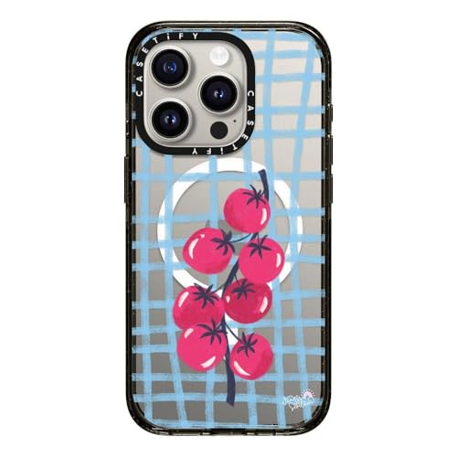 Coque iPhone 15 Pro anti-choc CASETiFY MagSafe noir transparent Tomates