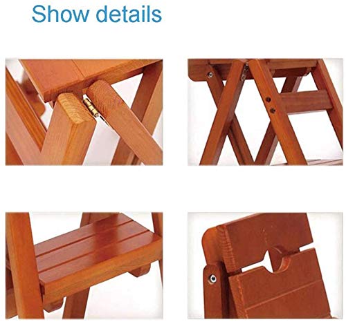 Taburete con peldaños de madera escalera de 2 niveles portátil multifunción 5
