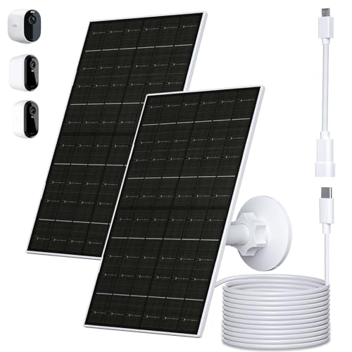Image of FUTUREZEN 6W Solar Panel for Arlo Camera, 5V USB/Type-C Solar Charger Compatible with Arlo Essential 2K (2nd Gen), Essential XL & Spotlight Cameras, 9.8ft Cable, Waterproof, Adjustable Mount, 2 Pack