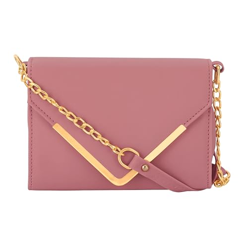 Image of Women Girls V-flap Crossbody Sling Bag with Embellished Gold Chain | Perfect For Party Travel Or Daily Use | Stylish Bag For Women