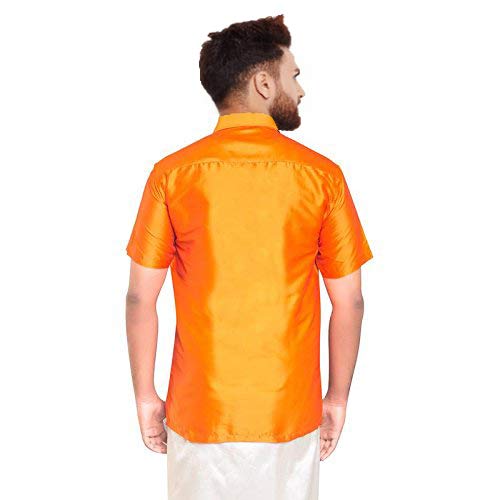Image of SJS-Men's Half Sleeve Solid Art Silk Shirt