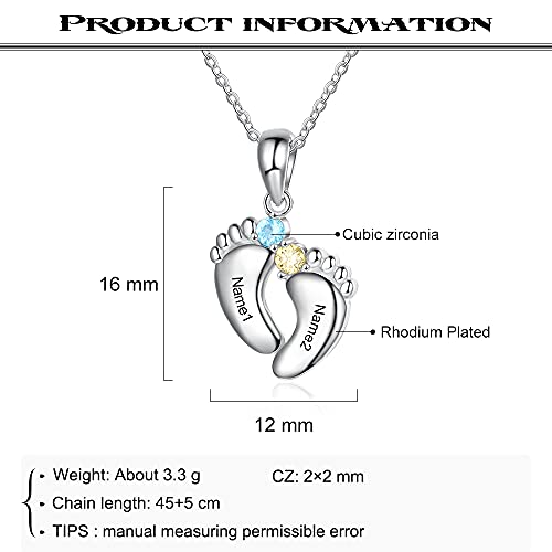 Personalized-Birthstone-Necklace-for-Mom-Custom-Name-Necklace-with-1-6-Baby-Feet-Charms-Mother-Day-Gift-Christmas-New-Mom-Family-Necklace-with-Engraving-for-Anniversary-Mothers-Day-Valentines-Gifts