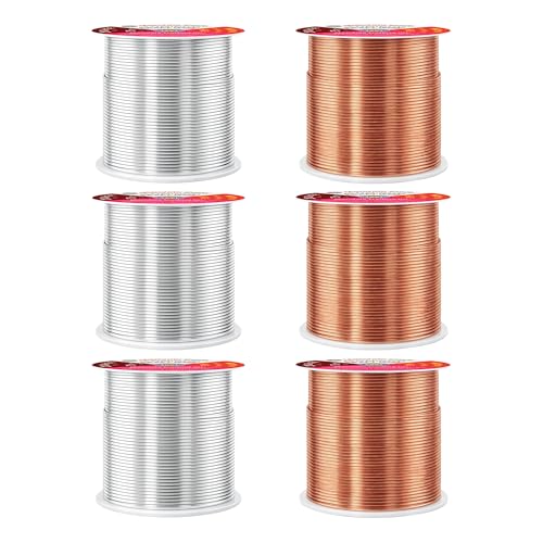 Image of Mandala Crafts 20 GA Copper Silver Tone Combo Anodized Aluminum Craft Wire | 450 FT, Colored, Flexible, Bendable for Bonsai Armature Sculpting Wire Wrapping Jewelry Making, Weather & Tarnish Resistant