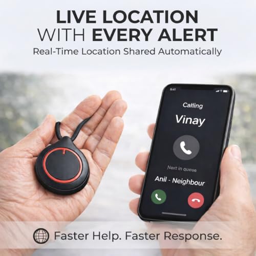 Image of DrRing Wearable SOS Emergency Alert Button for Seniors | Pendant with Whatsapp Alerts | 30-Day Battery | Free Lifetime Subscription Included | (iOS Only)