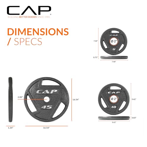 Image of CAP Barbell 2-Inch Olympic Cast Iron Plate Weight Set | 75-285 lbs | Multiple Options