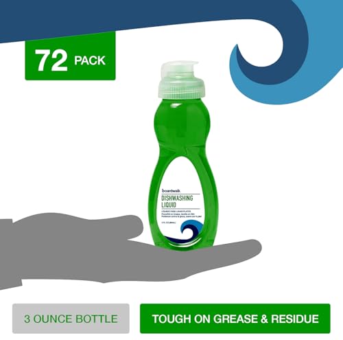 Image of Boardwalk Dishwashing Liquid, Travel Dish Soap, Fresh Scent, 3 fl Ounce Bottle, Case of 72 Bottles