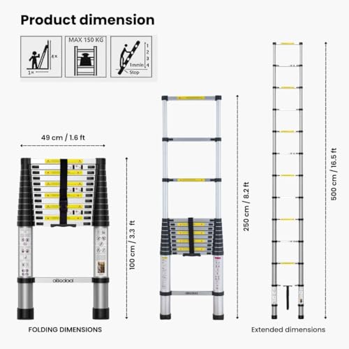 Image of Bigapple Aluminium Folding Step Ladder Portable and Compact (16.5 Feet (5 Meter))