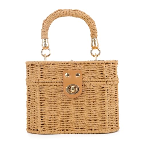 Bolso tejido a mano de paja KUANG para mujer miniatura 7