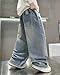 SANGTREE Boys Baggy Jeans Wide Leg Elastic Waist Casual Denim Pants for Boys,Ripped Blue, 13-14 Years = Tag 170