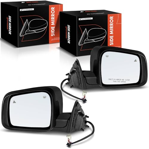 A-Premium Pair (2) Driver and Passenger Side Power Door Mirror - Compatible with Jeep Grand Cherokee 2012-2015 - Heated Manual Folding Black Outside Rear View Mirror w/Turn Signal Blind Spot Detection