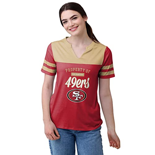 FOCO San Francisco 49ers NFL Womens Team Stripe Property of V-Neck T-Shirt