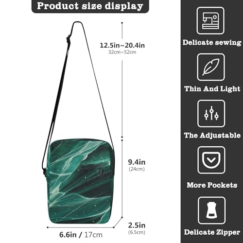 Fake Glitter Marble Grain Navy Green crossbody messenger bag Shoulder Crossover Bag Cross Body Purse Adjustable Strap for Casual School3
