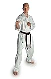 Weißer Hayashi Karate-Anzug Kumite aus 98 % Polyester und 2 % FLEXZ Elasthan. Lieferbar für die Körp