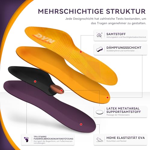 Solette Per Fascite Plantare, Dynwalker Suola Scarpe Memory Foam, Piede Piatto, Spina Calcaneare, Arco Plantare Alto, Tendinite D'achille, Xxl - 5