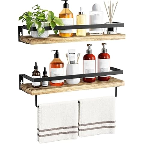 AMADA HOMEFURNISHING Floating Shelves with Towel Bar Cover