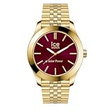 Gehäusedurchmesser: 34 mm,Gehäuse Höhe: 10 mm, Gehäusefarbe: Gold, Zifferblattfarbe: Burgund