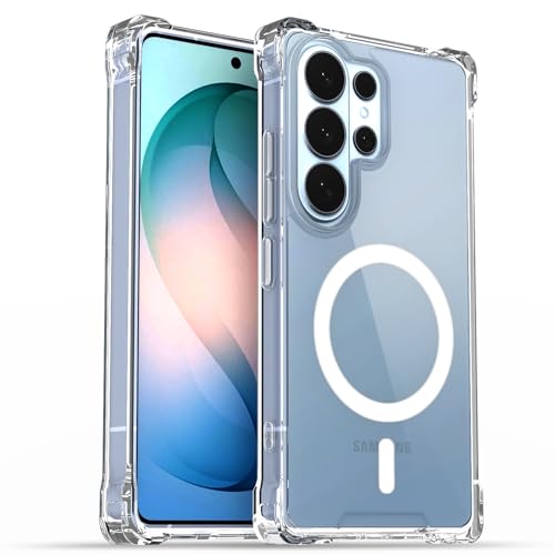 Image of Amazon Basics Back Cover for Samsung Galaxy S26 Ultra 5G Mag-Safe Shockproof PC + TPU Protective Case Magnetic Support Bumper Case (Transparent Mag-Safe)