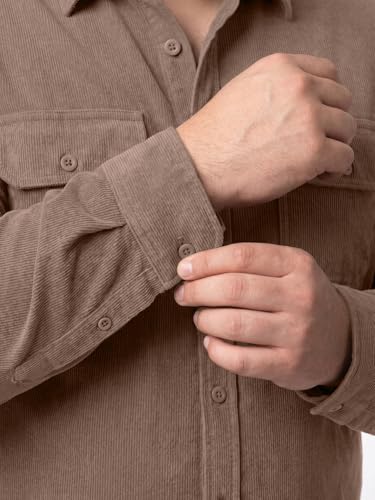 Image of Urbano Plus Men's Corduroy Full Sleeve Regular Fit Solid Overshirt with Utility Pockets